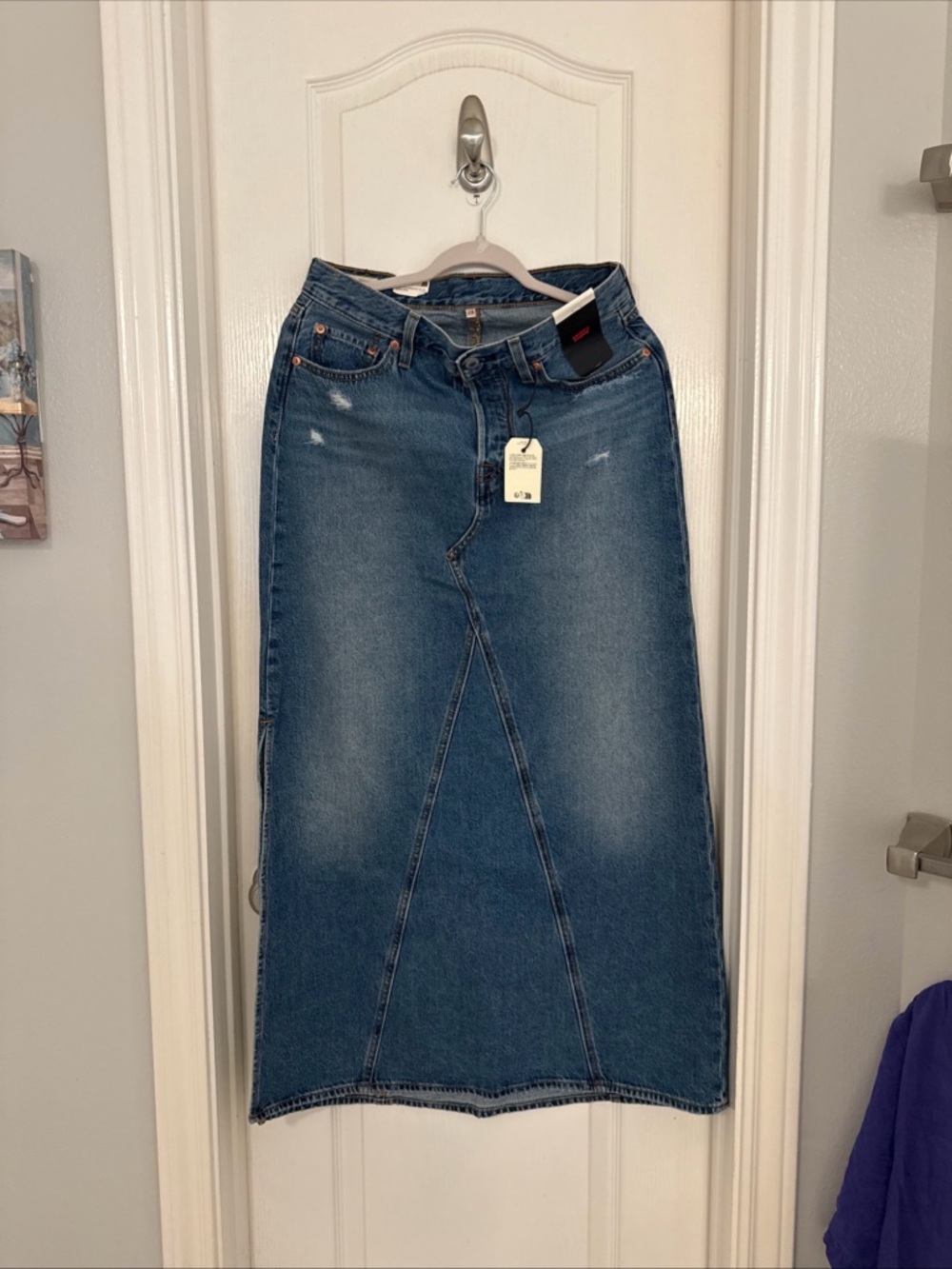 Levi's Distressed Blue Denim Skirt